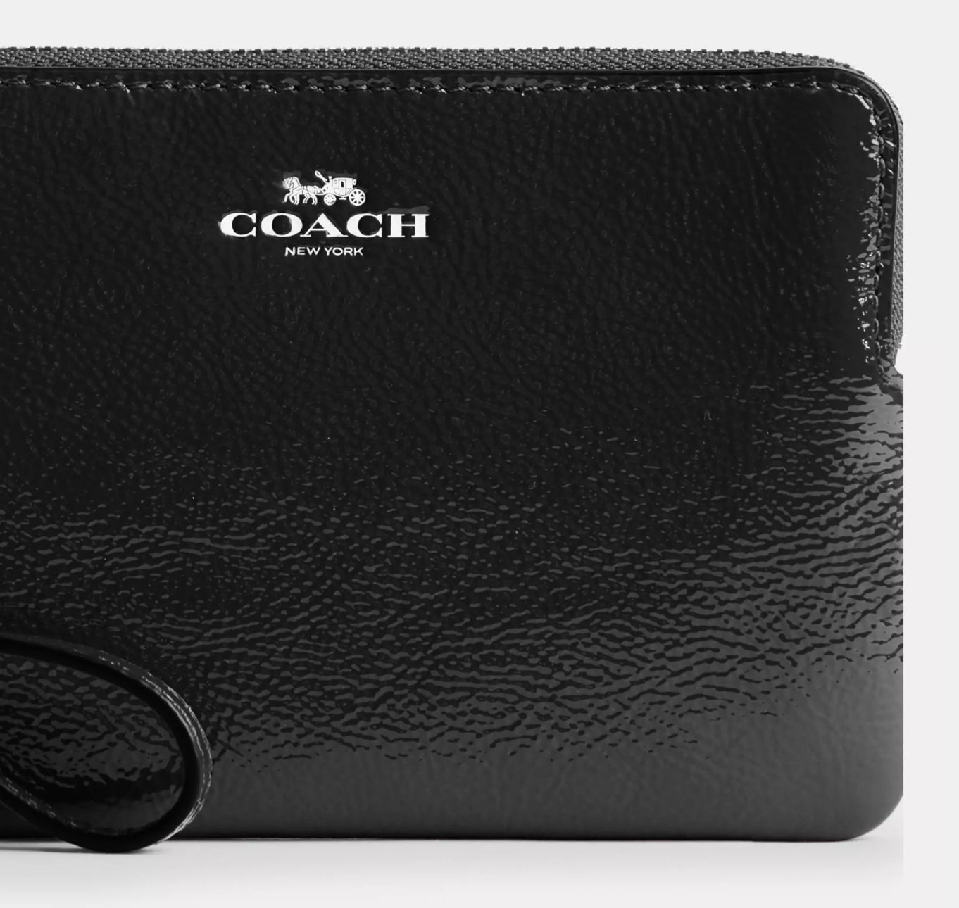 NWT Coach Corner Zip Leather Wristlet In Silver/Black