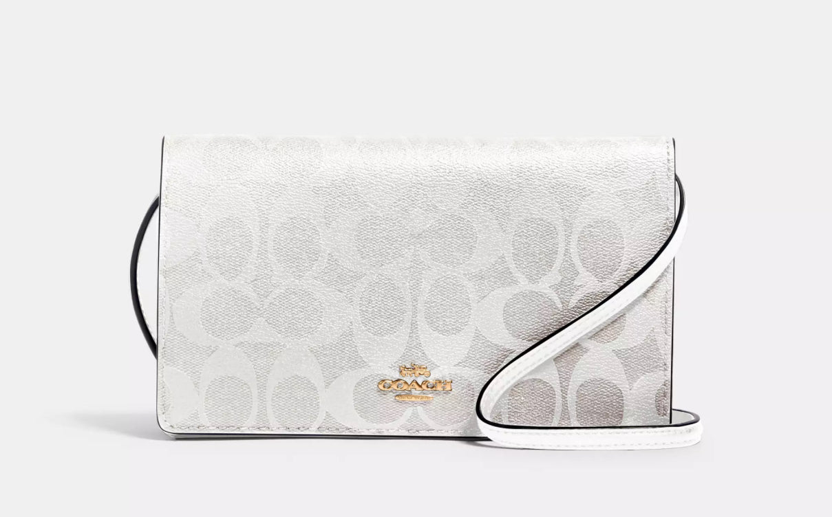 NWT Coach Anna Foldover Clutch/
Crossbody In Signature Canvas & Leather