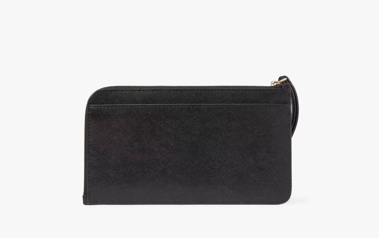 NWT Kate Spade Lucy Black Leather Medium L-Zip Wristlet KE575