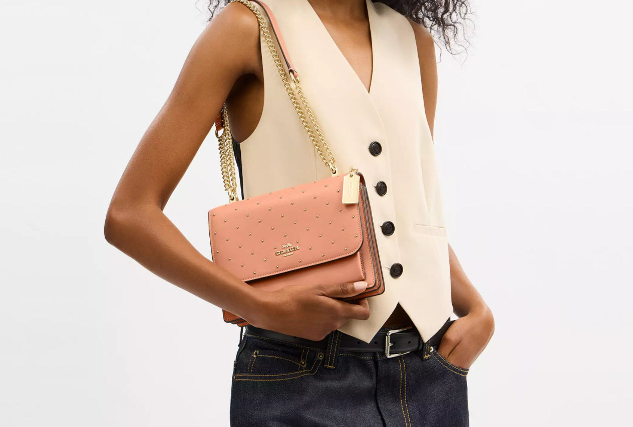 NWT Coach Klare Leather Crossbody Bag With Rivets In Peach