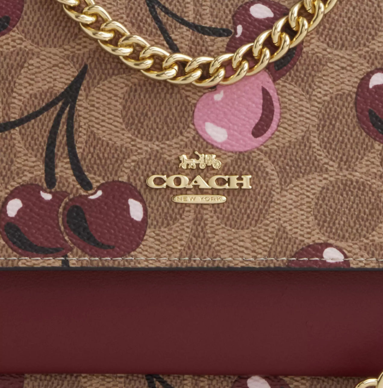 NWT Coach Mini Klare Crossbody In Signature Canvas & Leather Cherry Print