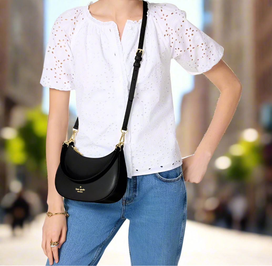 NWT Kate Spade Paige Convertible Medium Leather Crossbody In Black