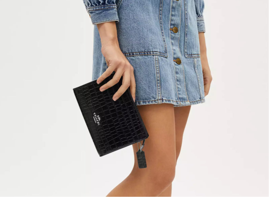 NWT Coach Slim Crossbody In Croc-Embossed Leather- Black
