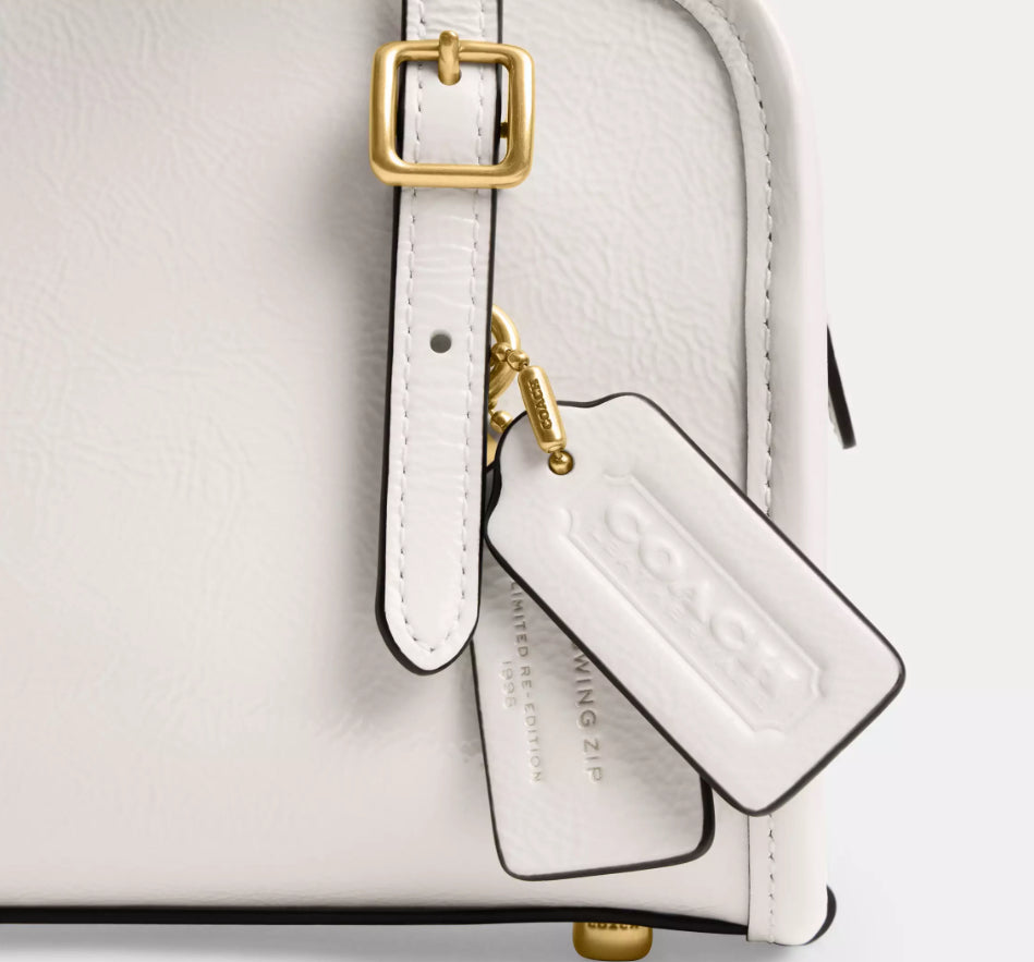 NWT Coach Swing Zip Leather Bag 20 In Chalk