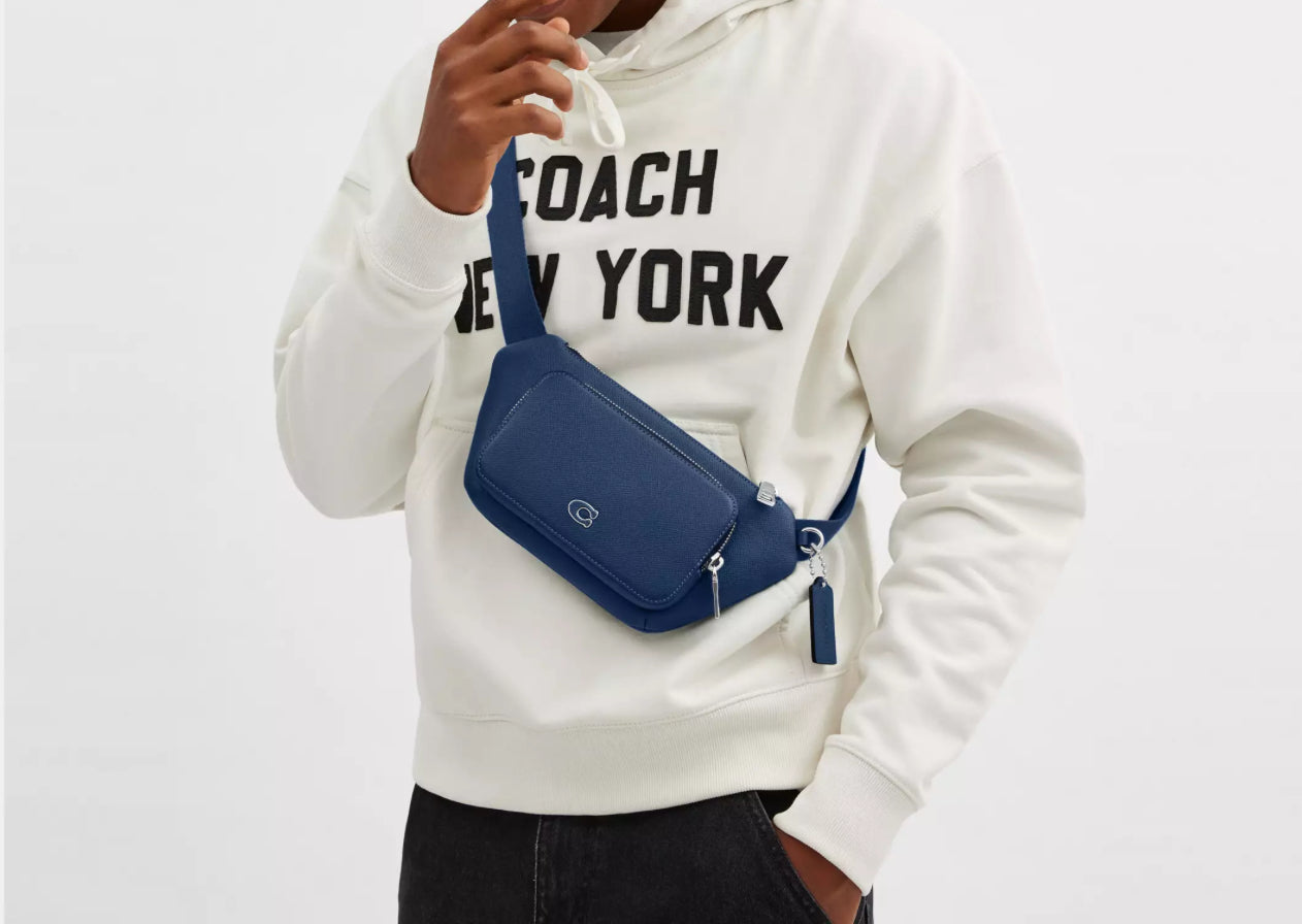 NWT Coach Leather Medium Belt Bag Fanny Pack With Signature Canvas Interior Detail