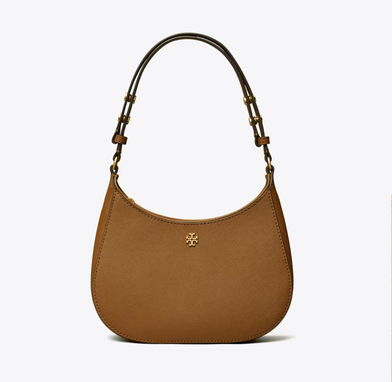 NWT Tory Burch Emerson Saffiano Leather Shoulder Bag in Gold/Moose
