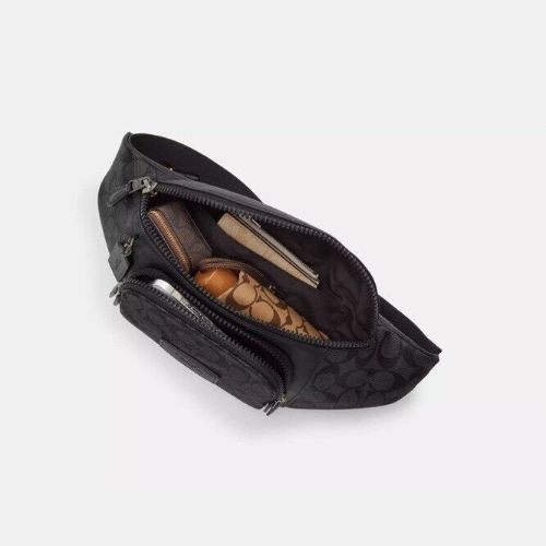 NWT Coach Men's Track Belt Bag In Signature Canvas & Leather