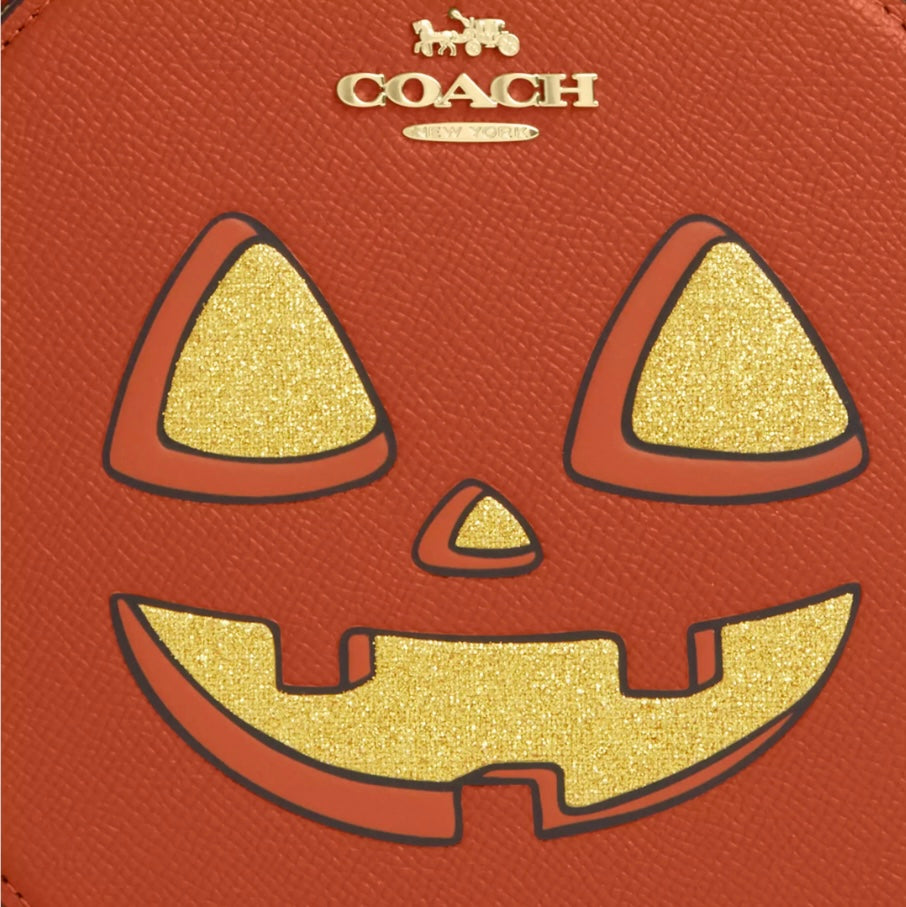 NWT Coach Canteen Crossbody Leather Bag With Halloween Pumpkin Print