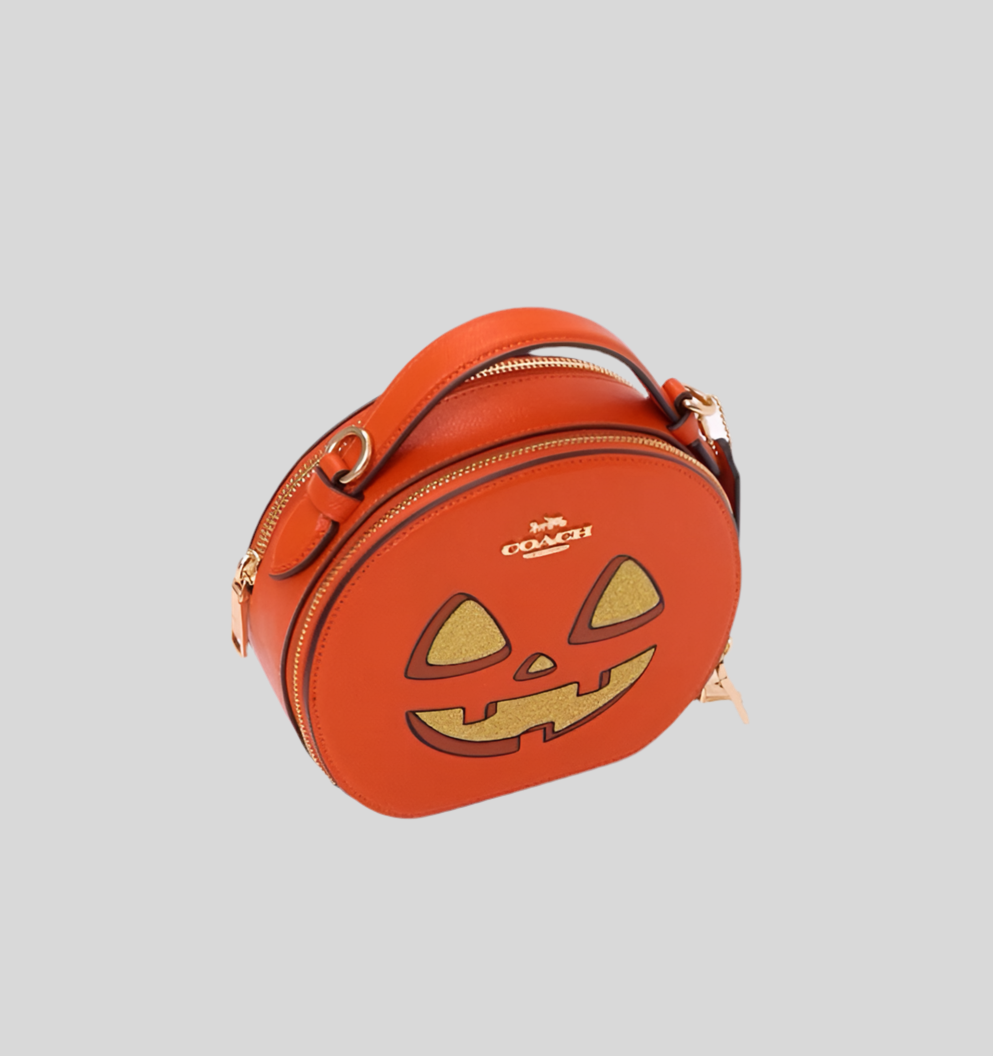 NWT Coach Canteen Crossbody Leather Bag With Halloween Pumpkin Print