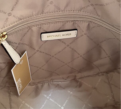 NWT Michael Kors LARGE Dover Top Zip Half Moon Leather Shoulder white Bag