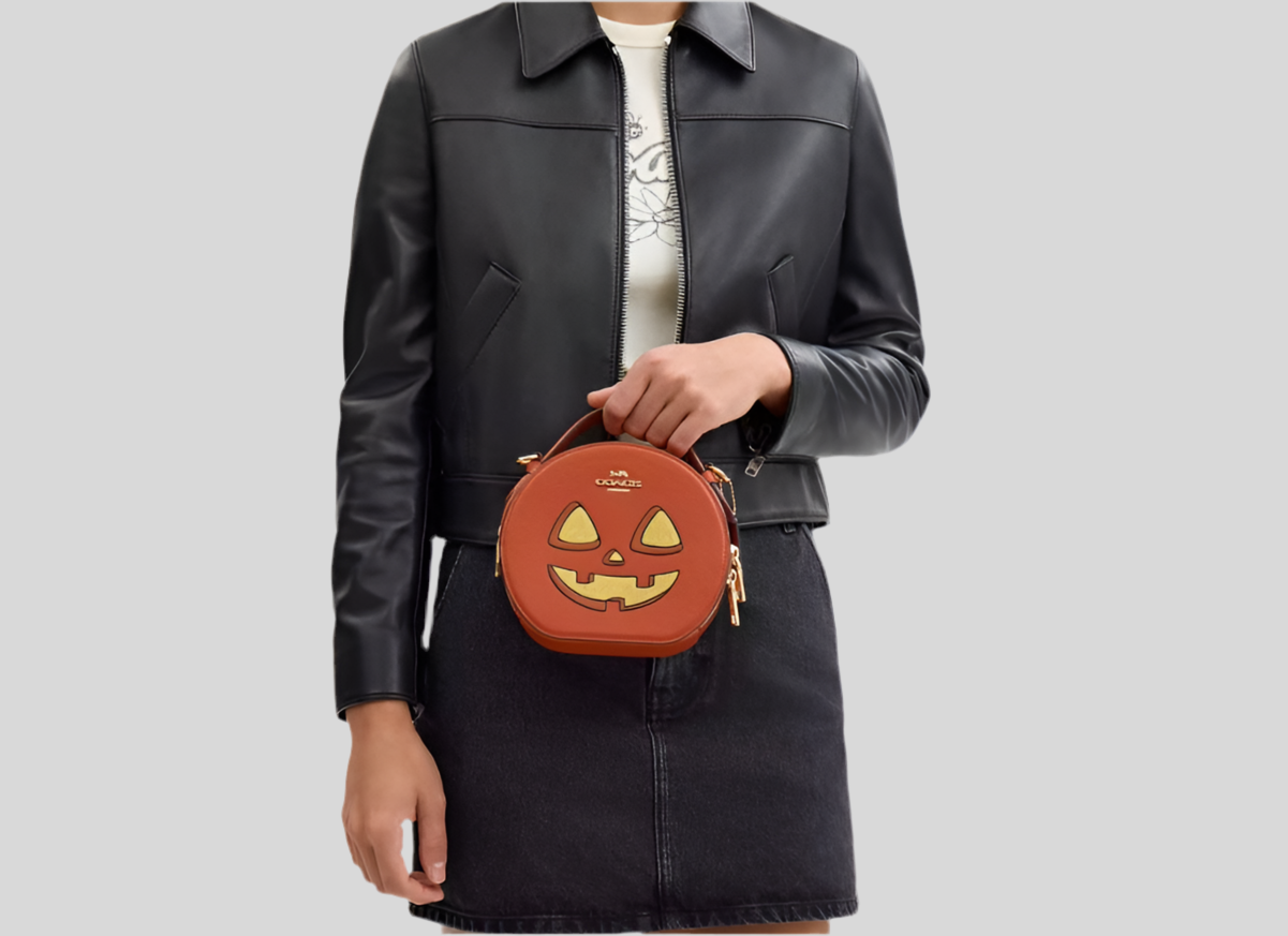 NWT Coach Canteen Crossbody Leather Bag With Halloween Pumpkin Print