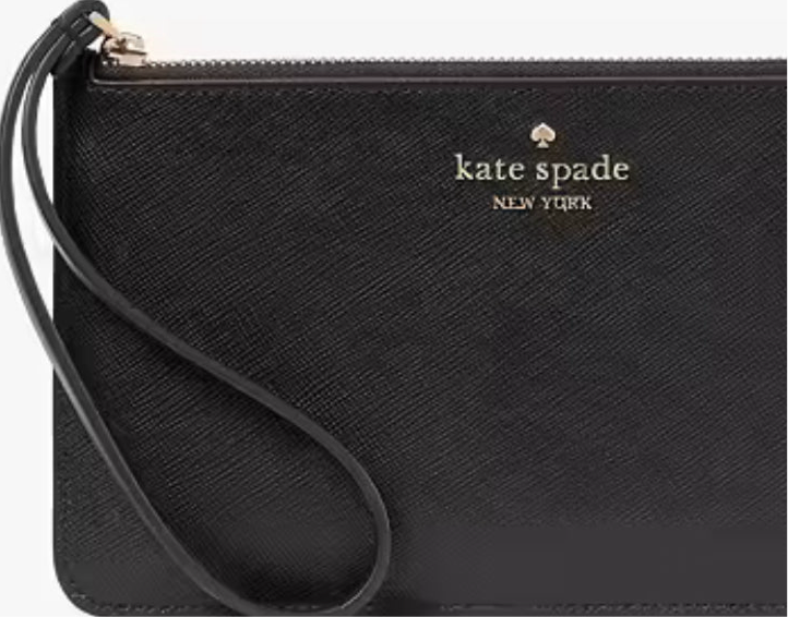 NWT Kate Spade Lucy Black Leather Medium L-Zip Wristlet KE575