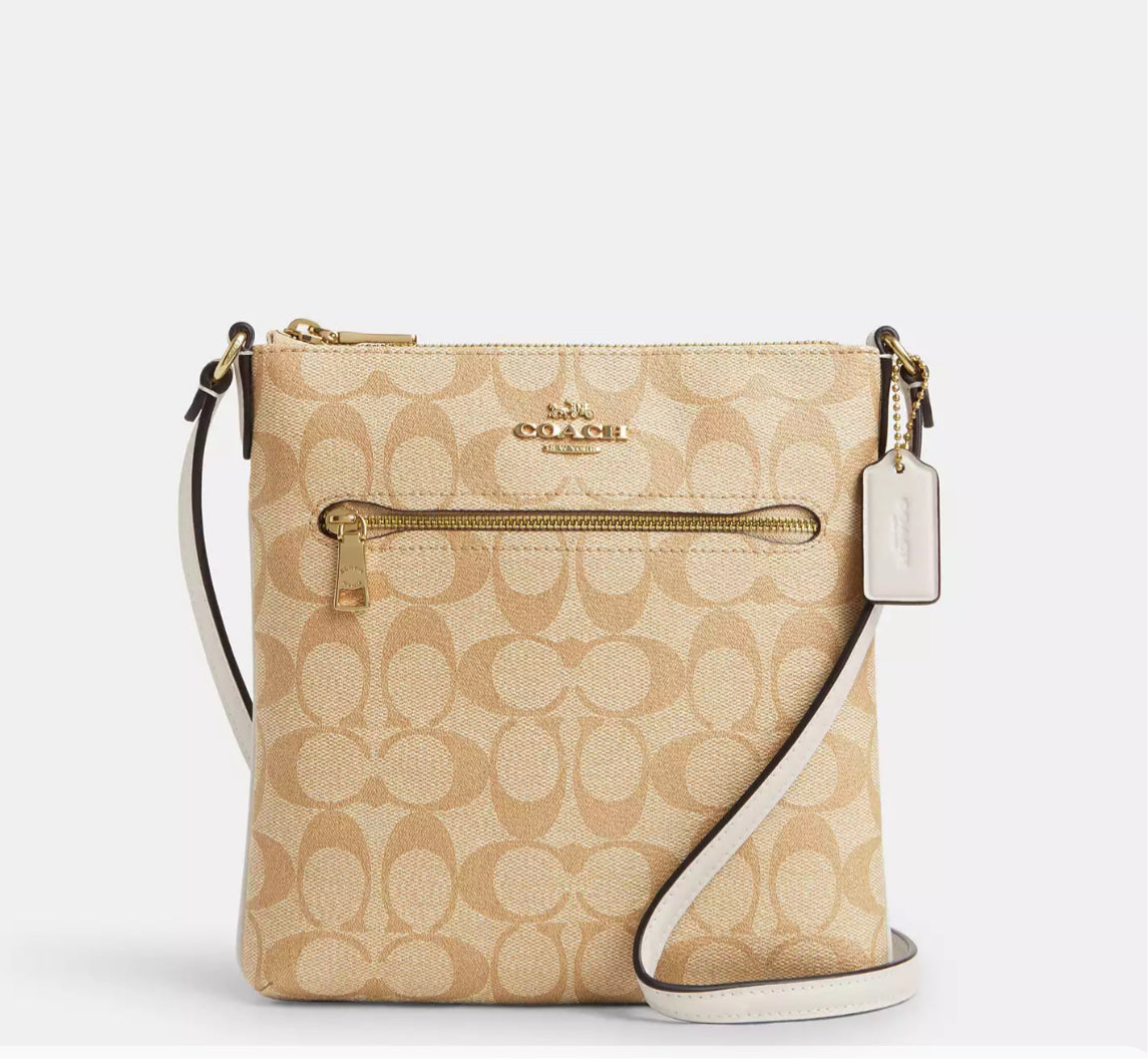 NWT COACH Mini Rowan File Bag In Signature Canvas and Leather