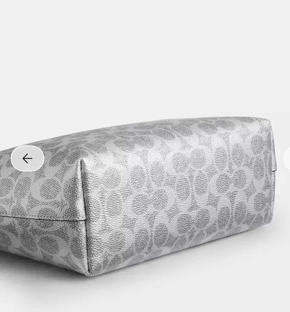 NWT Coach Fiona Zip Tote In Pearlized Signature Canvas & Metallic Smooth Leather