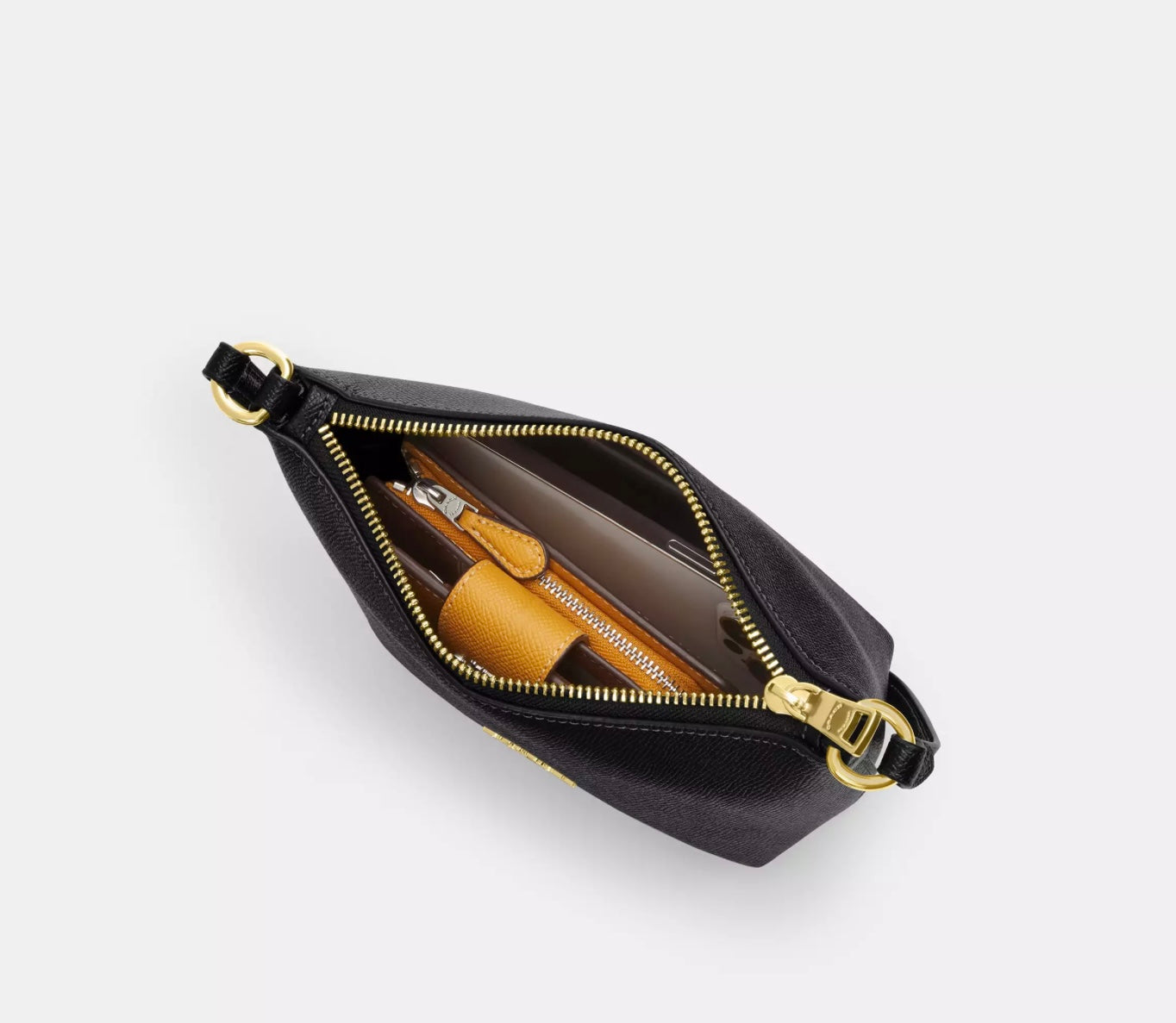 NWT Coach Small Zip Top Crossbody Leather Bag In Black