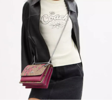 NWT Coach Klare Crossbody/Shoulder Bag In Signature Canvas With Pink Bow Print