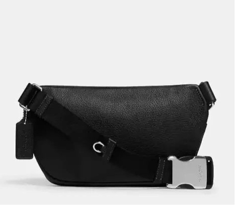 NWT Coach Unisex Elias Belt Bag In Leather Silver/Black