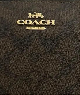 NWT Coach Large CornerZip Wristlet Wallet In Signature Canvas