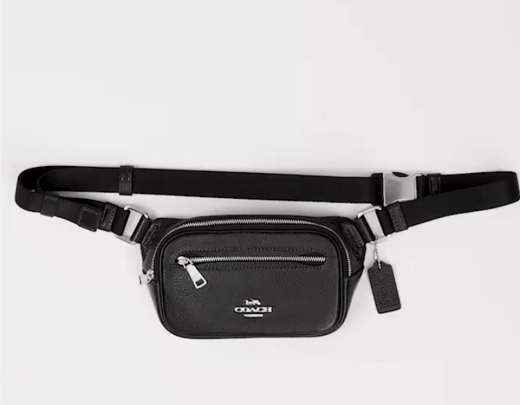 NWT Coach Leather Unisex Elias Mini Belt Bag Fanny Pack Sling Bag In Black