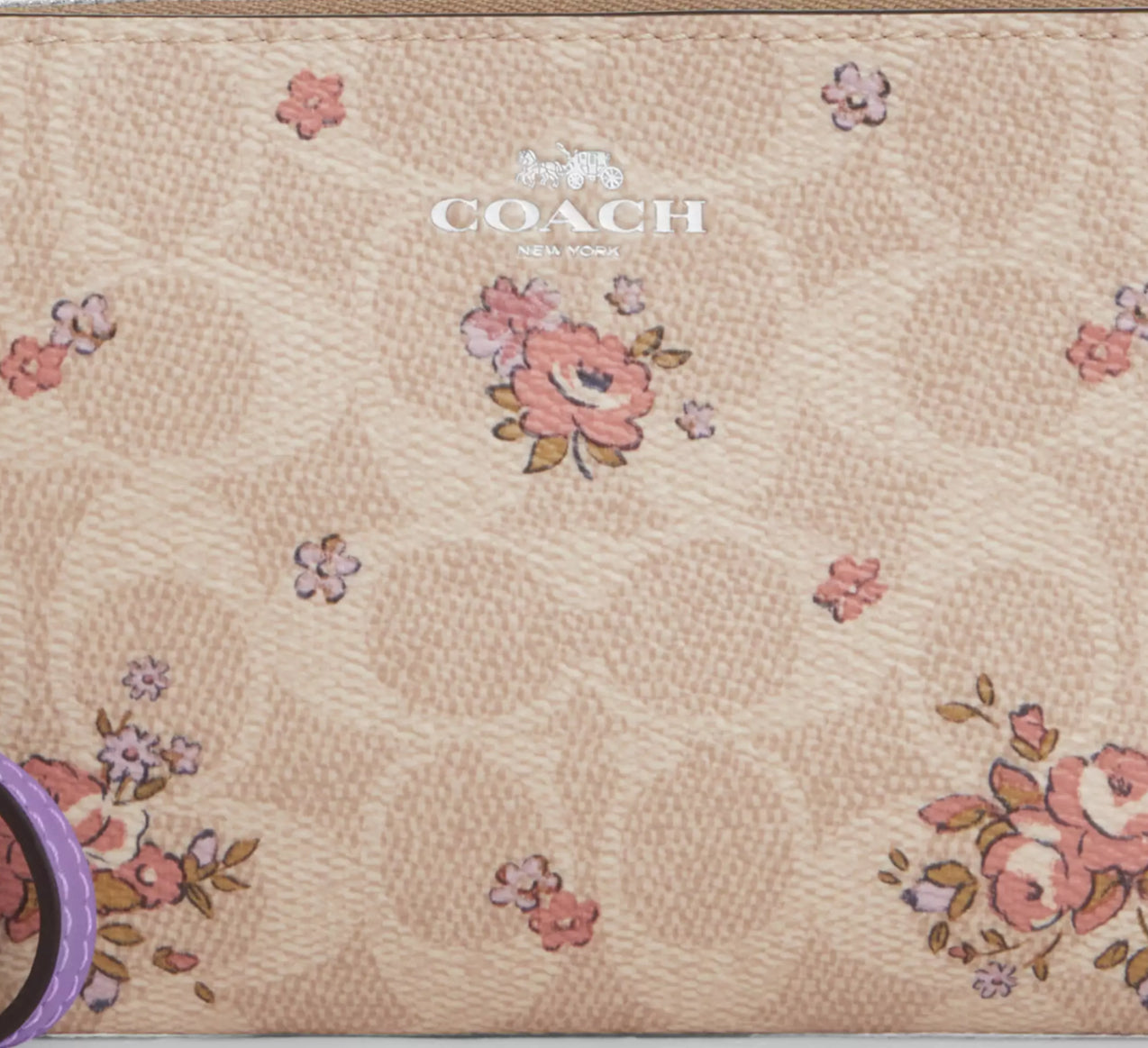 NWT Coach Corner Zip Wristlet In Signature Canvas with Floral Print
