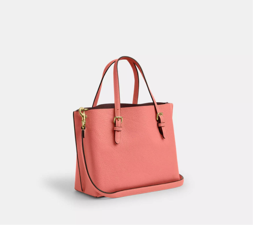 NWT Coach Leather Mollie Tote Bag 25 In Gold/ Coral