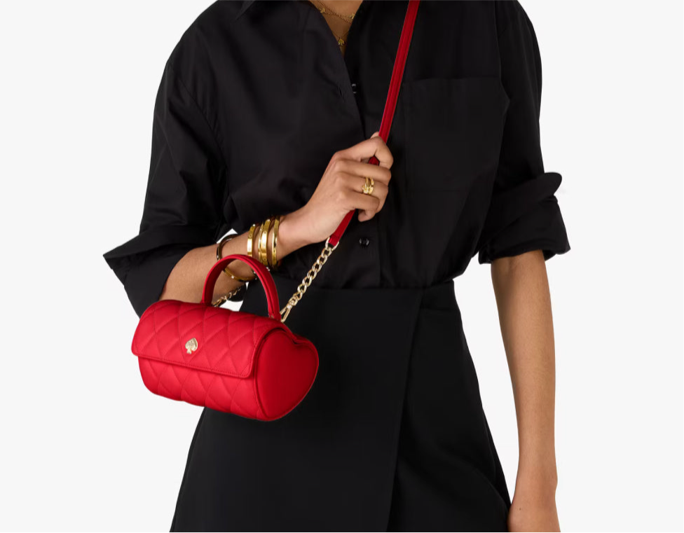 NWT Kate Spade Heart Barrel Quilted Leather Crossbody Bag In Red