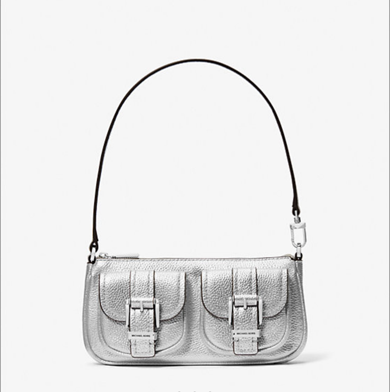 NWT Michael Kors Zoe Small Metallic Leather Pochette