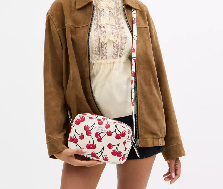 NWT Coach Leather MEDIUM Jamie Camera Bag With Cherry Print
