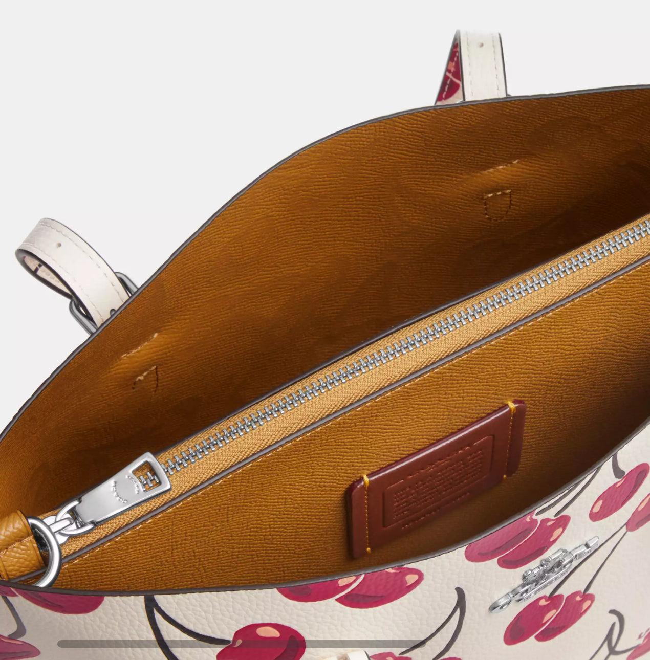 NWT Coach Leather Mollie Tote Bag 25 With Cherry Print