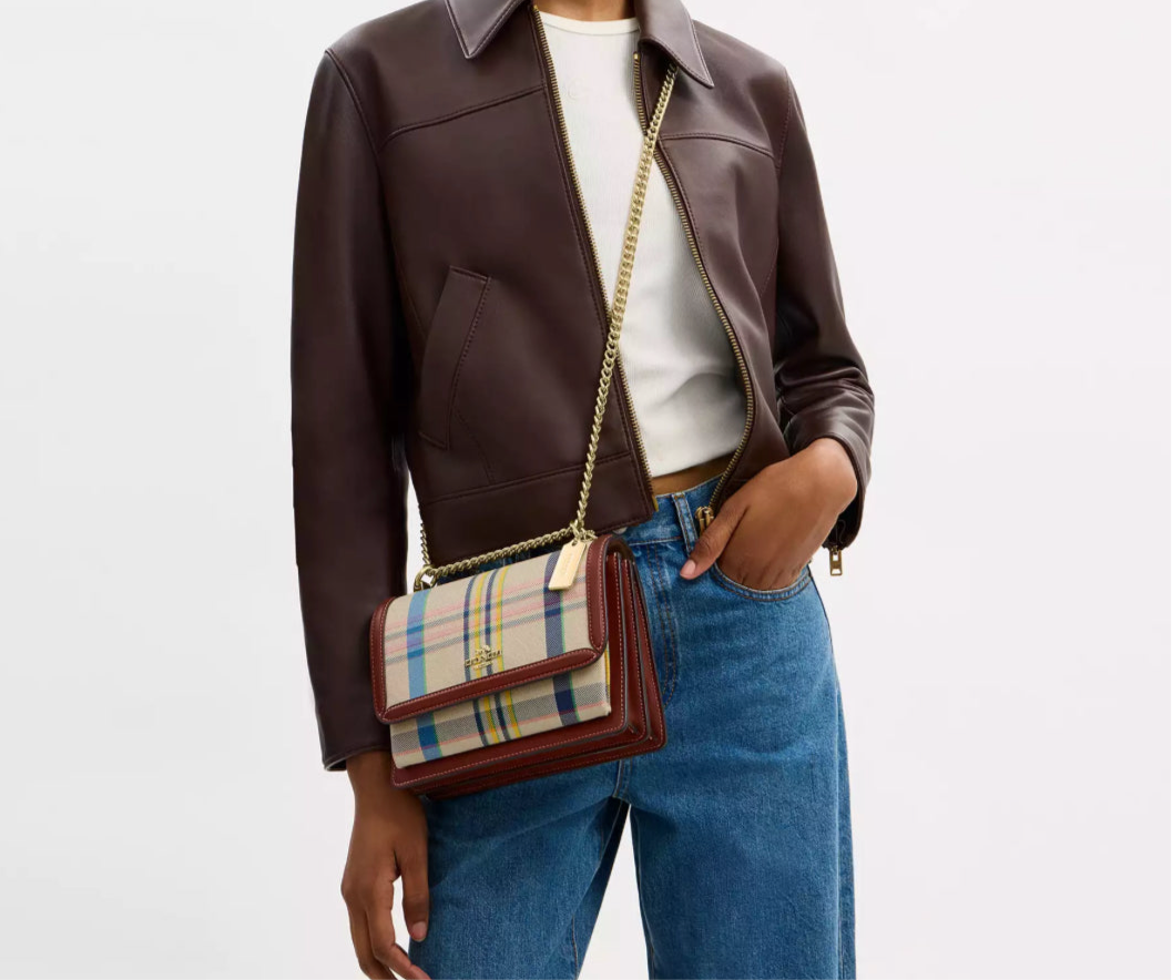 NWT Coach Klare Crossbody Bag With Plaid Print In Jacquard & Leather