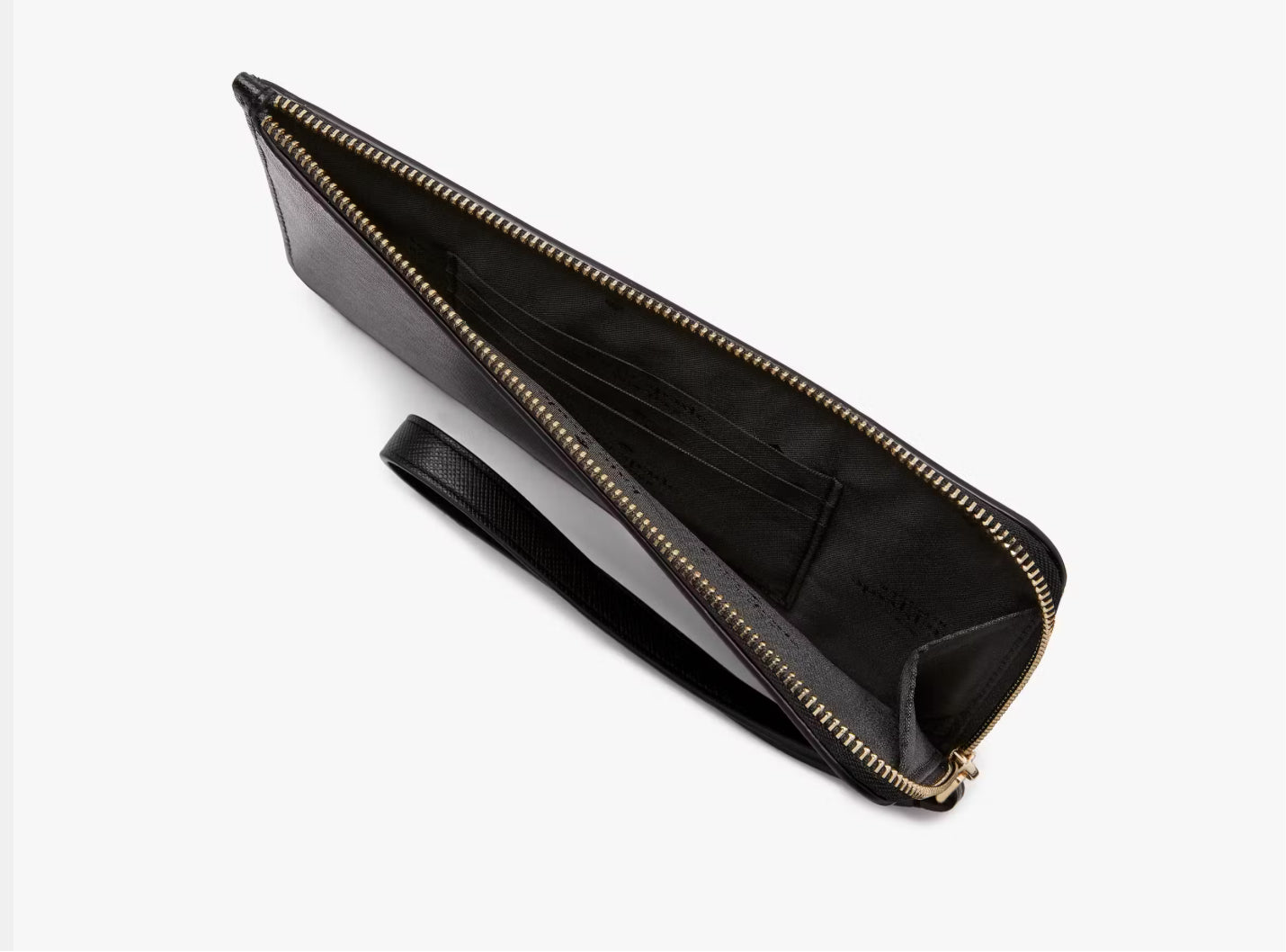 NWT Kate Spade Lucy Black Leather Medium L-Zip Wristlet KE575