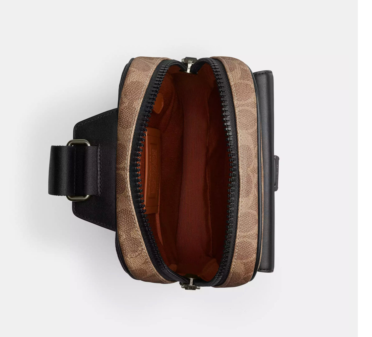 NWT Coach Track Pack Sling Bag In Signature Canvas & Leather Tan/Black