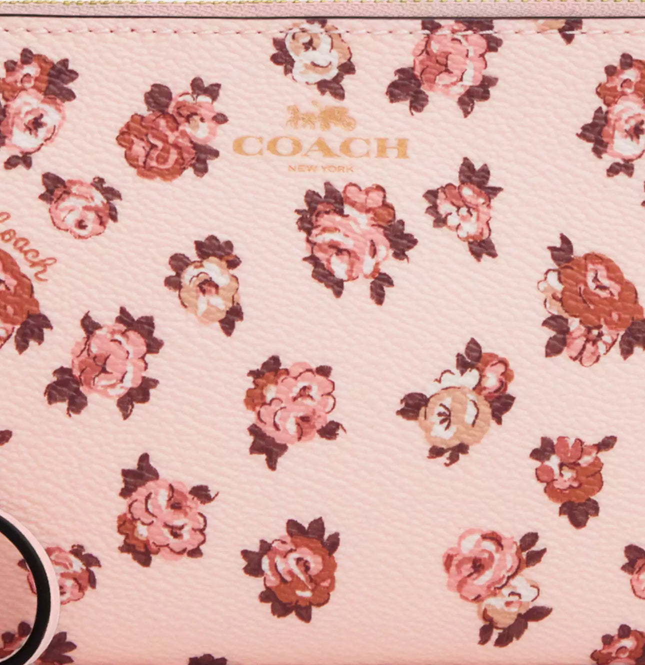 NWT Coach Corner Zip Wristlet With Rosette Print