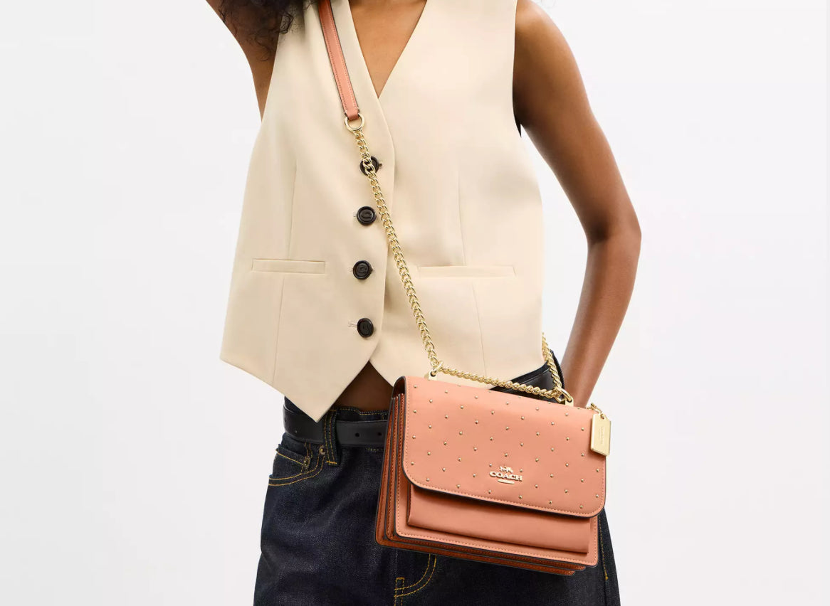 NWT Coach Klare Leather Crossbody Bag With Rivets In Peach