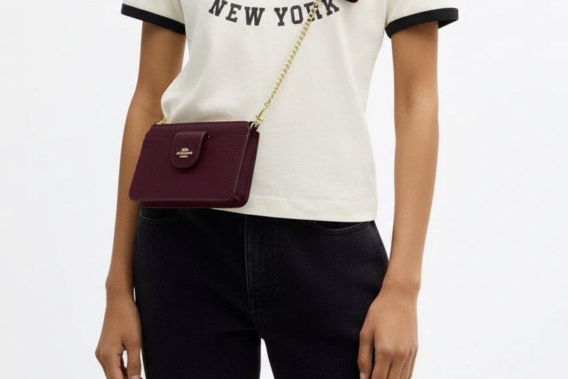 NWT Coach Poppy Crossbody Leather Bag In Dark Wine