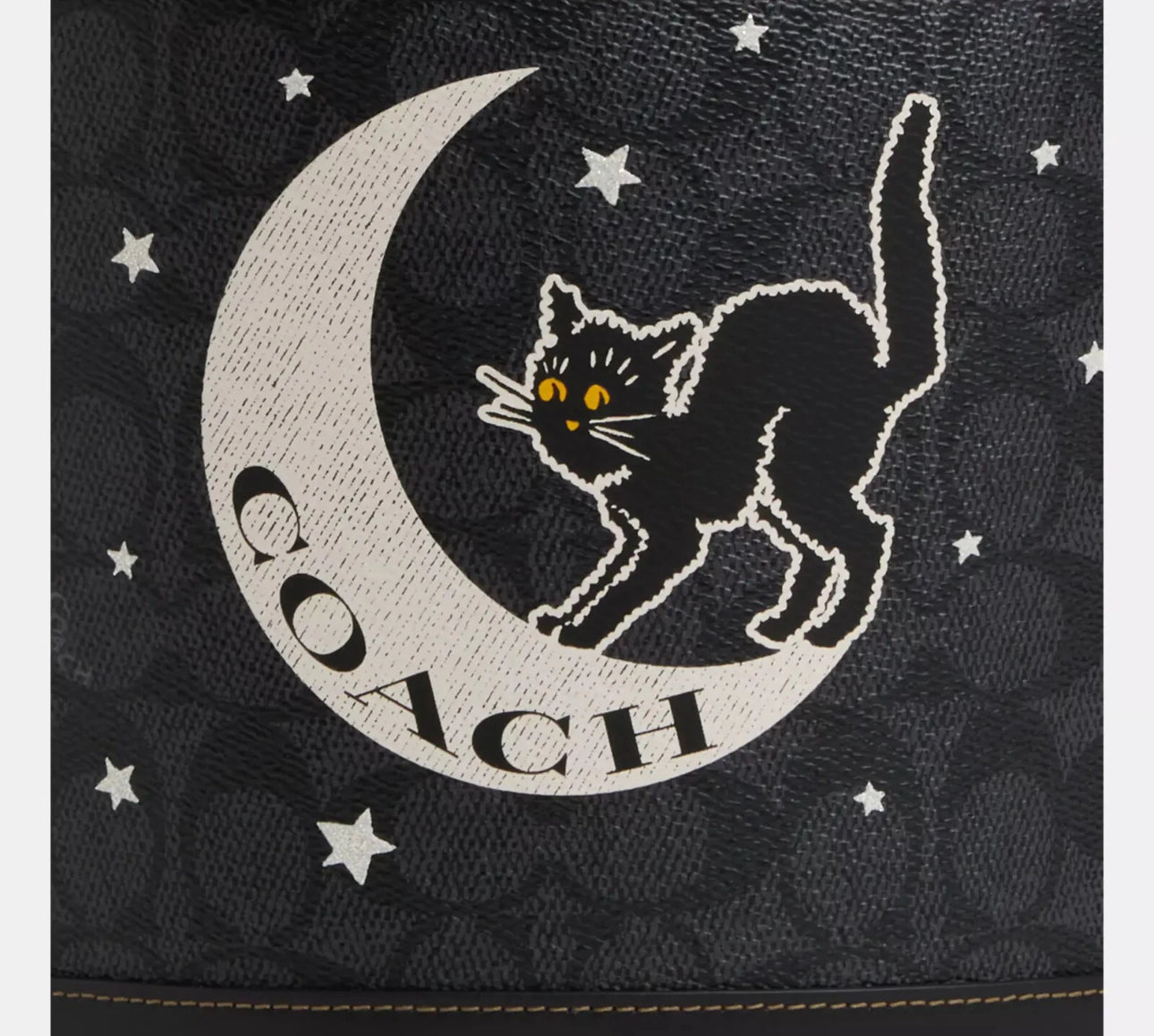 NWT Coach Trick Or Treat Bucket With Halloween Black Cat Moon & Stars