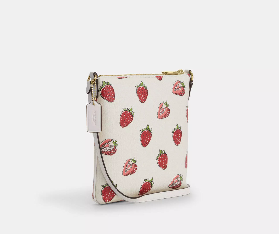 NWT Coach Mini Rowan File Bag With Strawberry Print