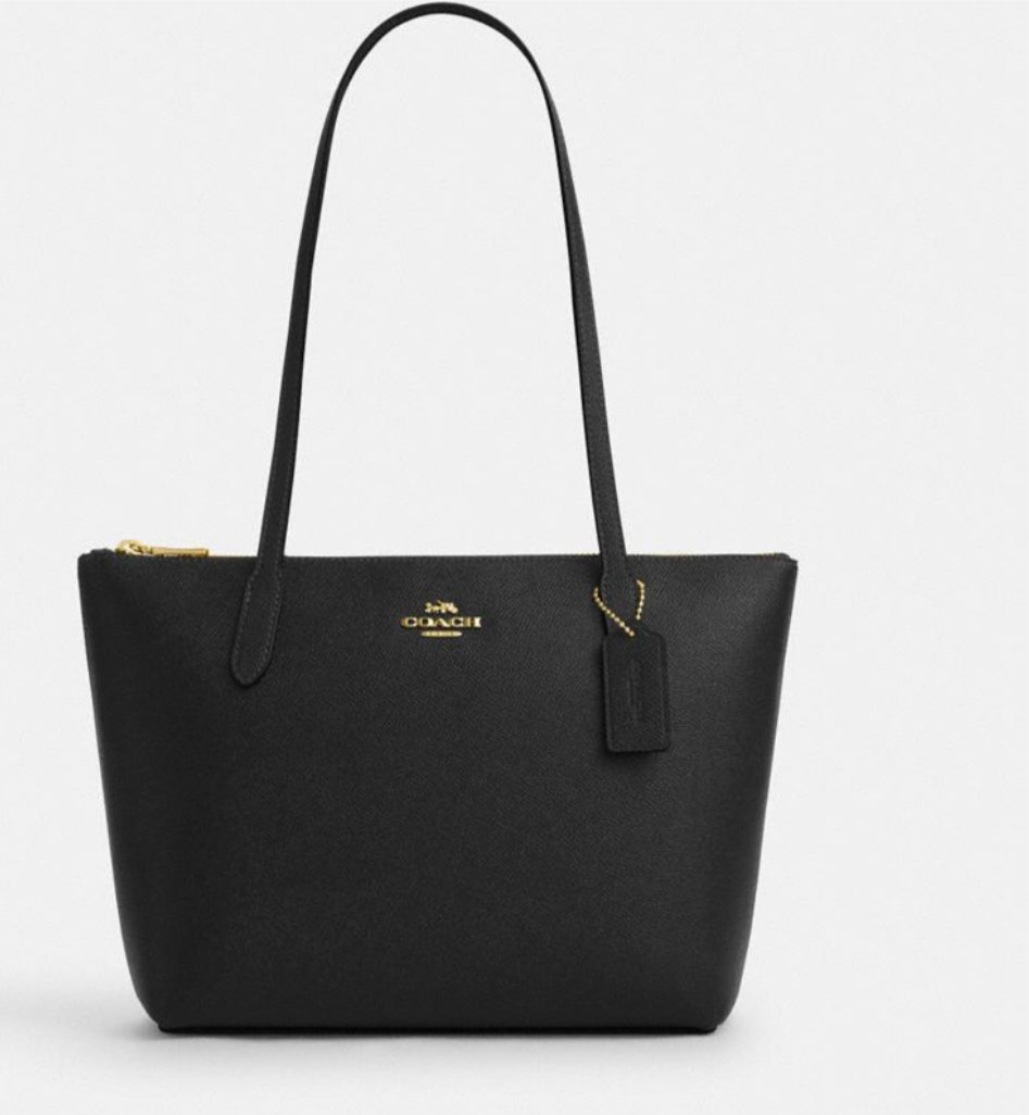 NWT Coach Fiona Zip Tote In Leather Gold/Black