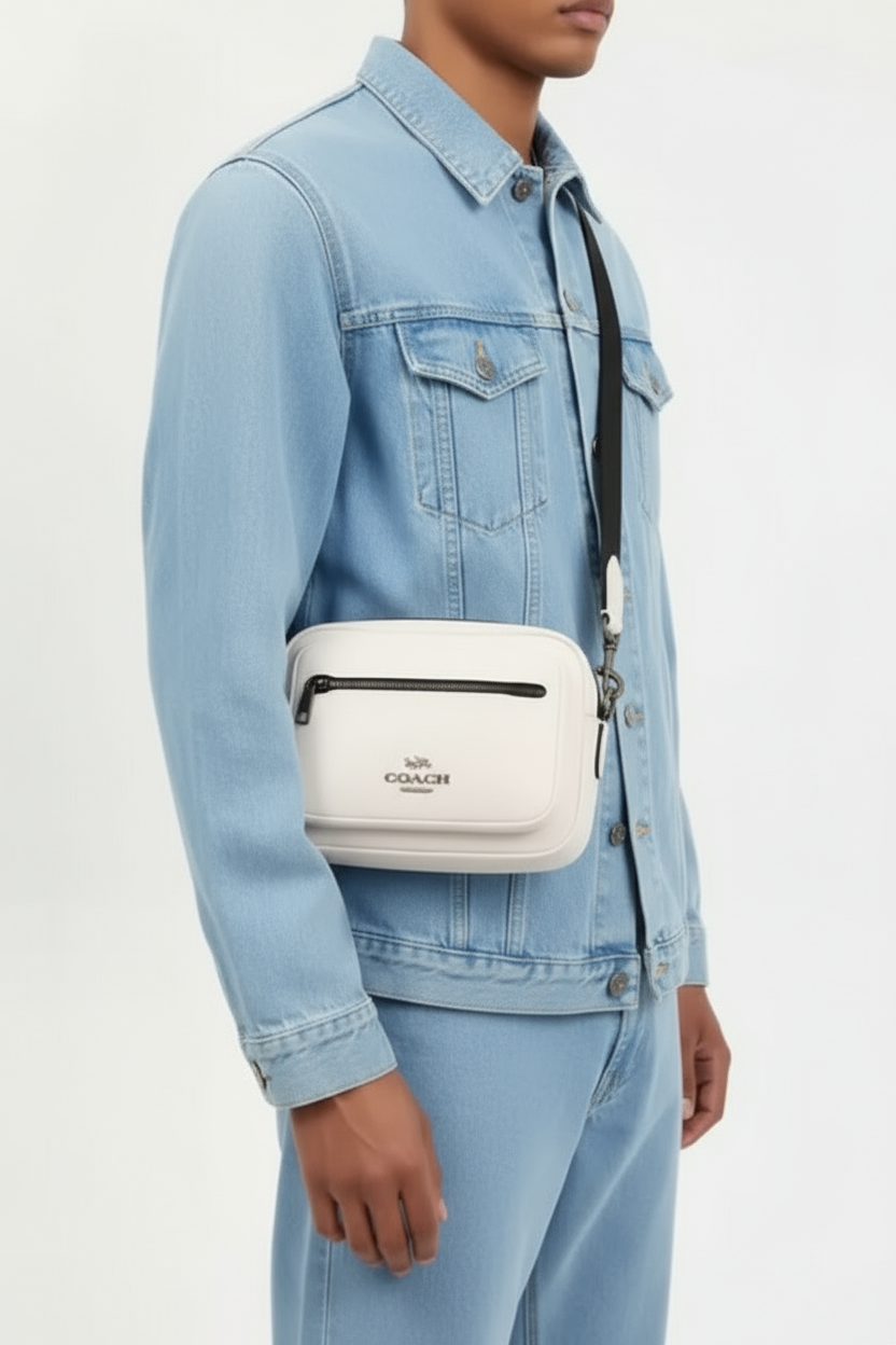 NWT Coach Unisex Elias Crossbody Leather Bag In Chalk