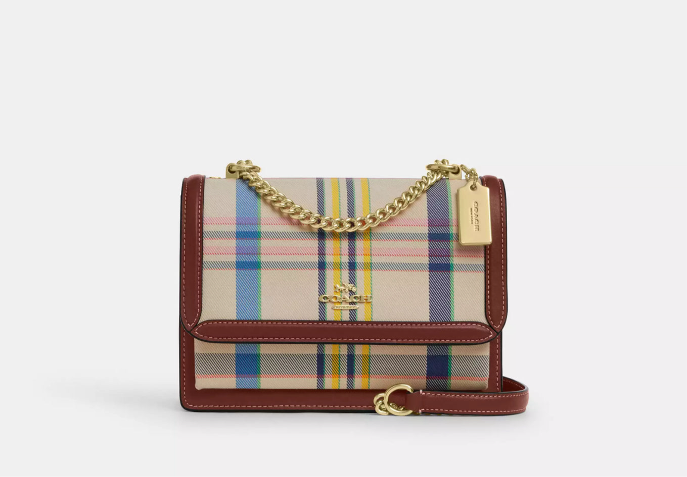 NWT Coach Klare Crossbody Bag With Plaid Print In Jacquard & Leather