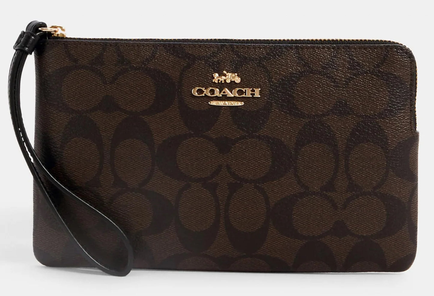 NWT Coach Large CornerZip Wristlet Wallet In Signature Canvas