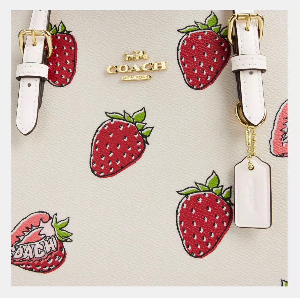 NWT Coach Mollie Tote Bag 25 With Strawberry Print