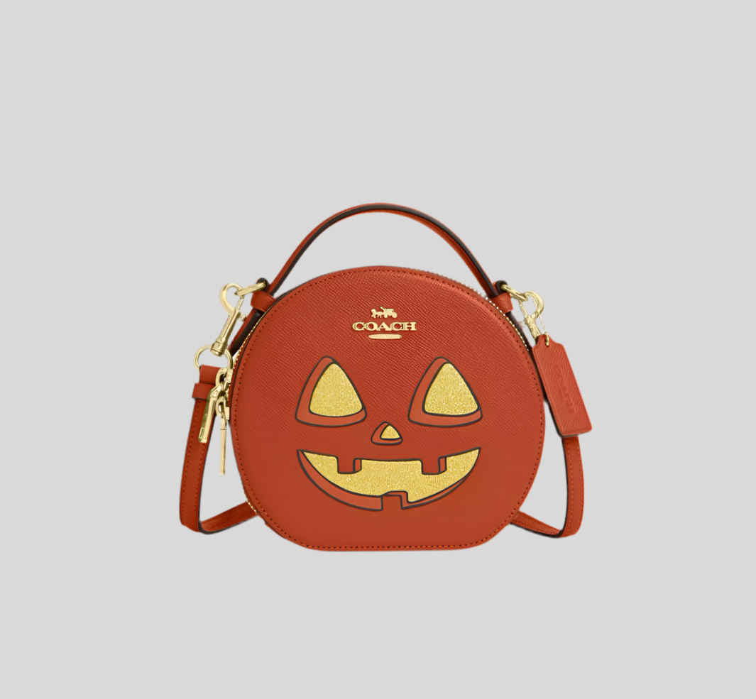 NWT Coach Canteen Crossbody Leather Bag With Halloween Pumpkin Print