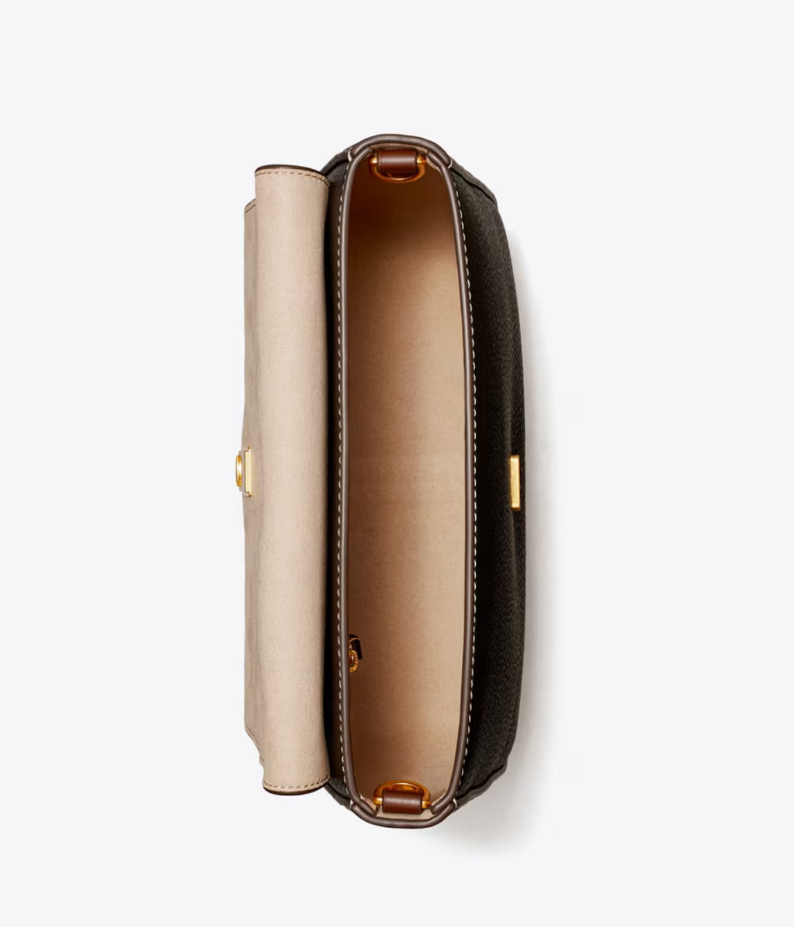 NWT Tory Burch Leather Flap Medium Shoulder Bag In Gold/Black