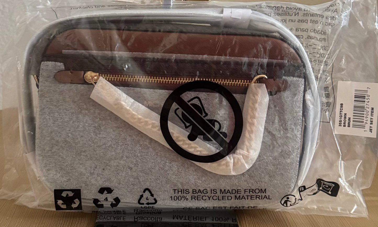 NWT Michael Kors Jet Set Large Logo Crossbody Bag with Zip Chain