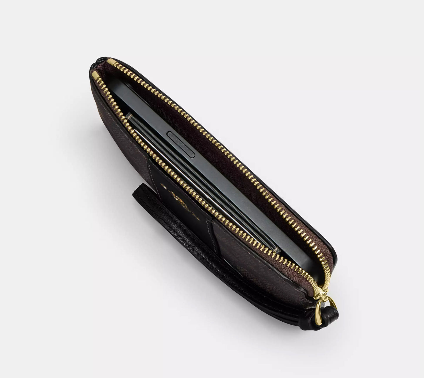 NWT Coach Signature Canvas & Leather Corner Zip Wristlet Wallet