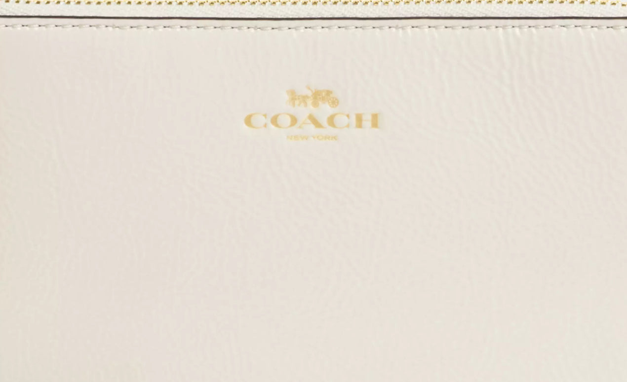 NWT Coach Cross Grain Leather Corner Zip Wristlet Wallet Chalk/white