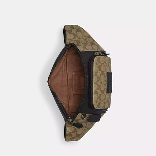 NWT Coach Men's Track Belt Bag In Signature Canvas & Leather
