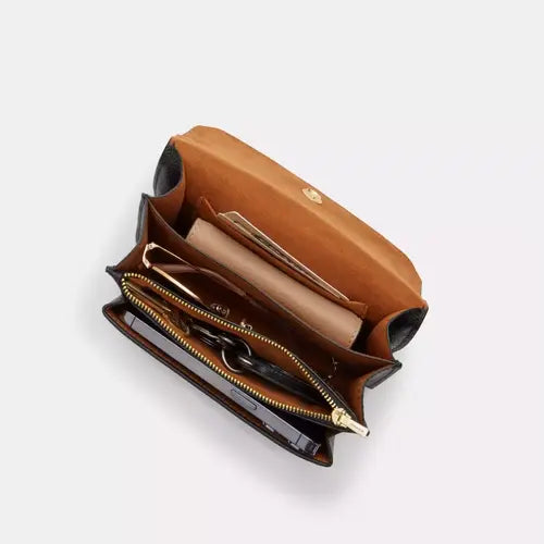 NWT Coach Mini Klare Crossbody Bag In Patent & Smooth Leather Gold/Gold