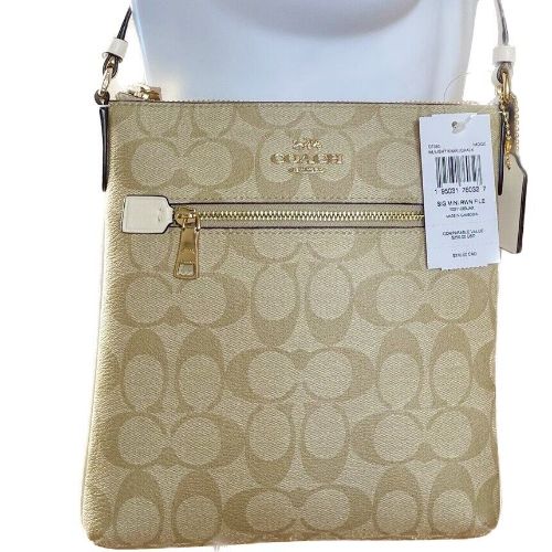 NWT Coach Mini Rowan File Crossbody Bag In Signature Canvas & Leather